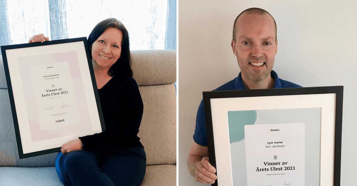 Tone Bie-Nilsen og Geir Jacobsen er årets vinnere av prisen i Dikt og noveller og Romaner. 
